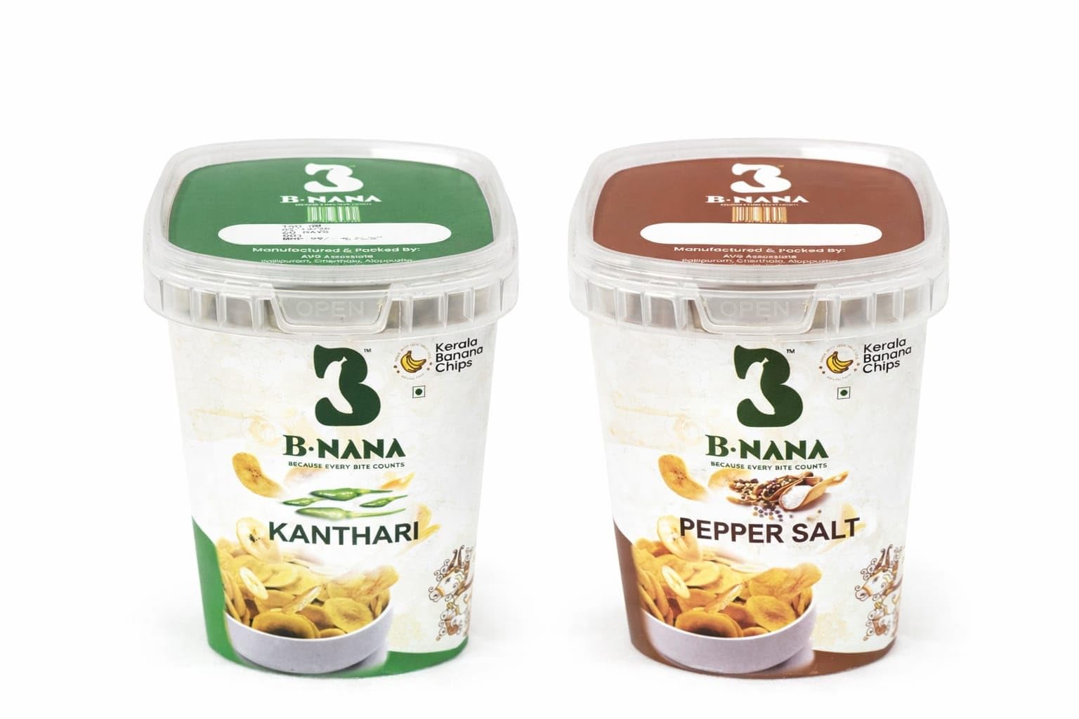 Kerala Special Spicy Banana Chips Combo | Kanthari & Pepper Salt | Crunchy & Crispy | 2 X 150gm |-image-24
