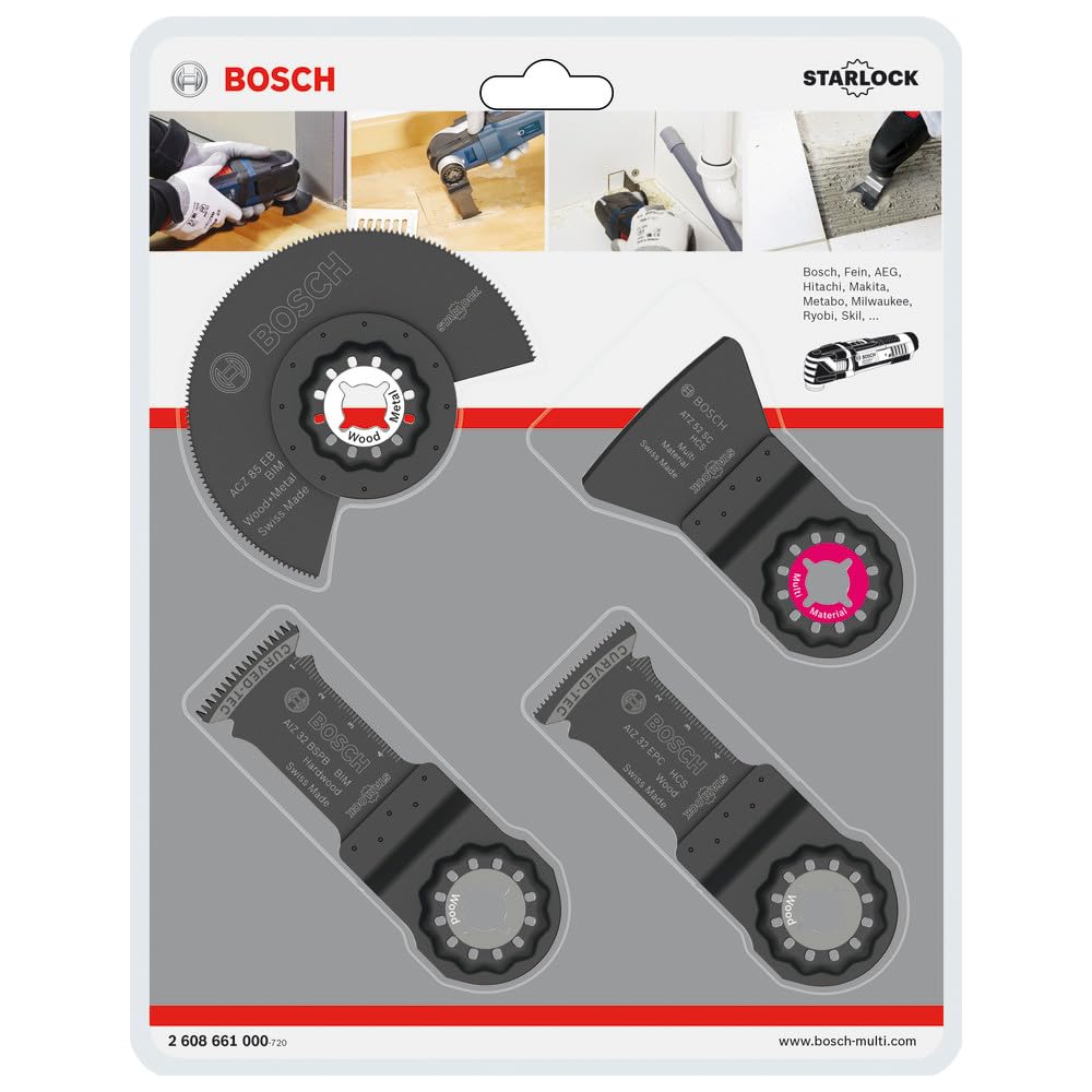Bosch 2 608 661 696 - Set de montaje de suelos, 4 piezas - ACZ 85 EB (1x); AIZ 32 BB (1x); AIZ 32 EC (1x); ATZ 52 SC (1x) (pack de 4)