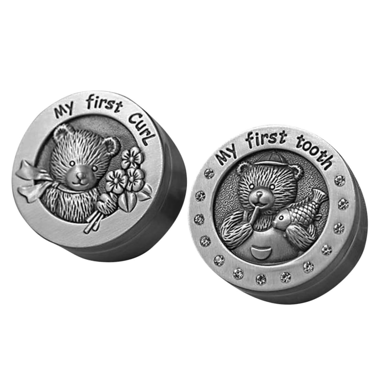 BESPORTBLE 2Pcs Tooth Holder Keepsake Box Metal Organizers for First Tooth Storage Vintage Design with Lining for Growth Records and Keepsakes