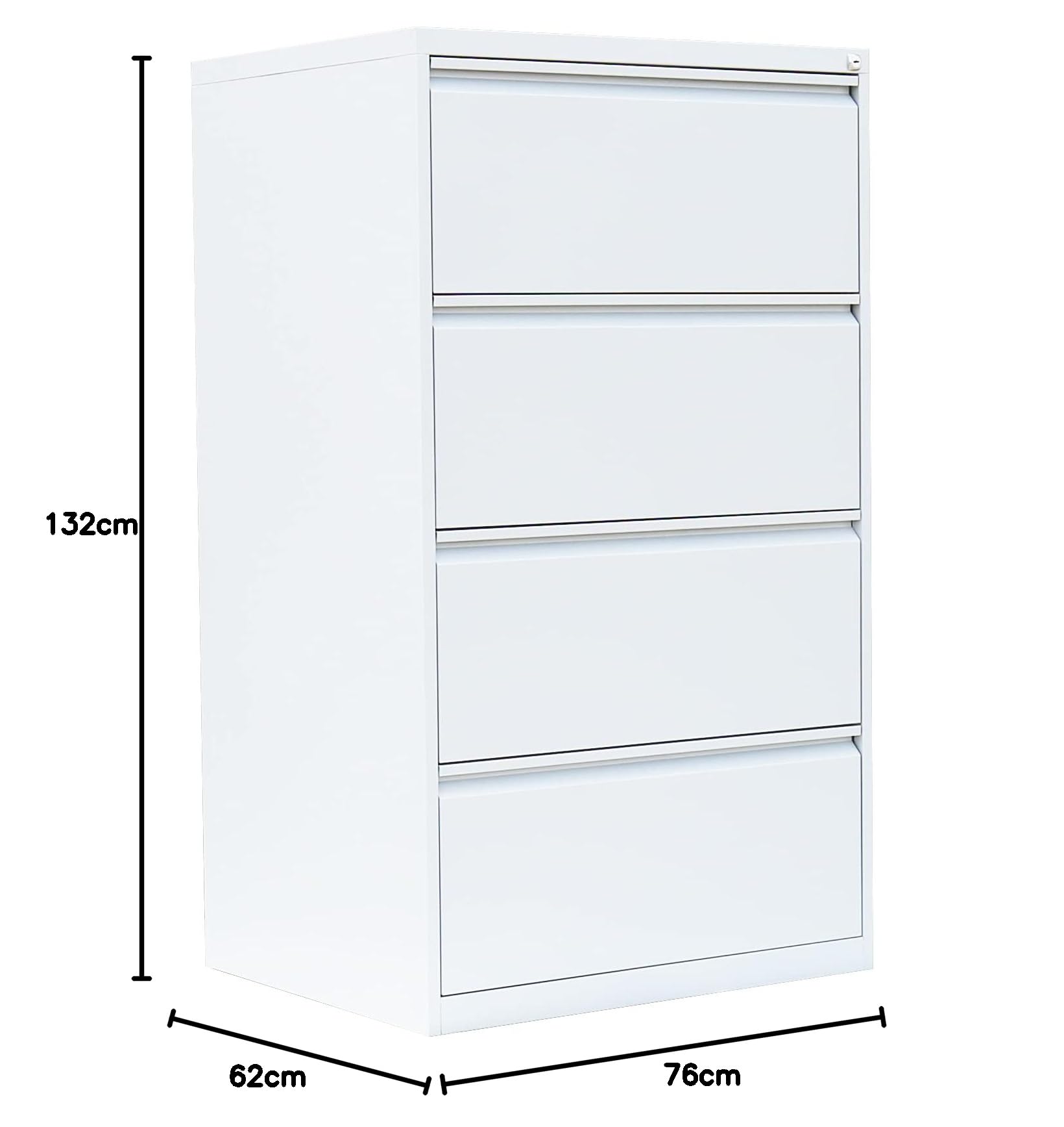 Lüllmann Büro Hängeregistratur weiß komplett montiert 132x76x62cm (HxBxT) Hängeregisterschrank für DIN A4 Hängemappen mit 4 Schüben doppelbahnig 561427 Weiss