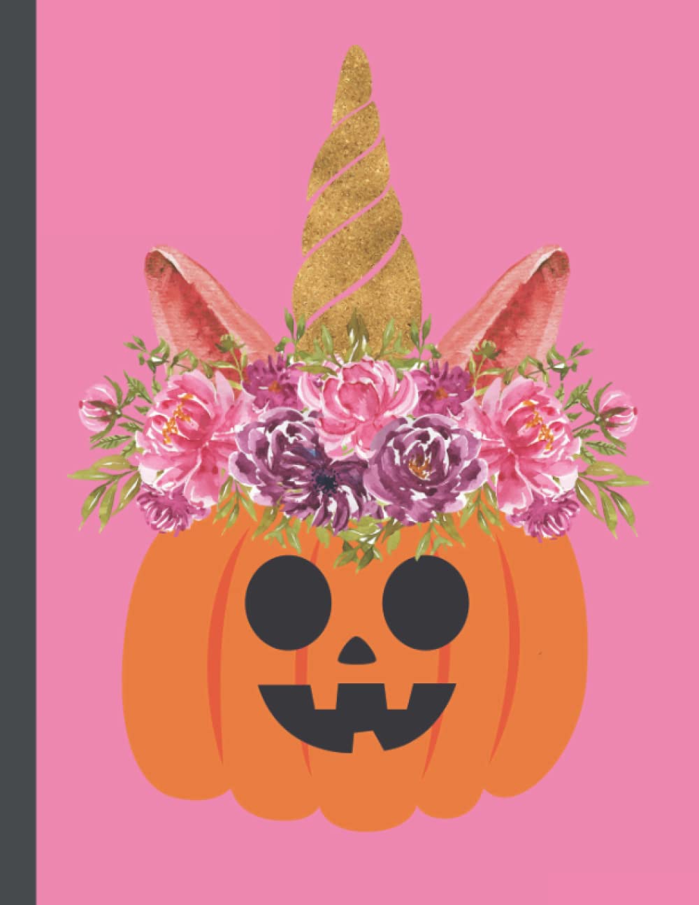 Cute Pumpkin Unicorn Halloween Composition Notebook: Primary Story Journal Half Page Dotted Midline and Picture Space, Learn to Write and Draw Notebook 8.5 x 11, 120 Pages,(Pink P1H7)