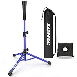 BaseGoal Batting Tee Baseball Tee,Softball Travel Portable Tee Tripod Stand Rubber Tee for Batting Training Practice with Carrying Bag