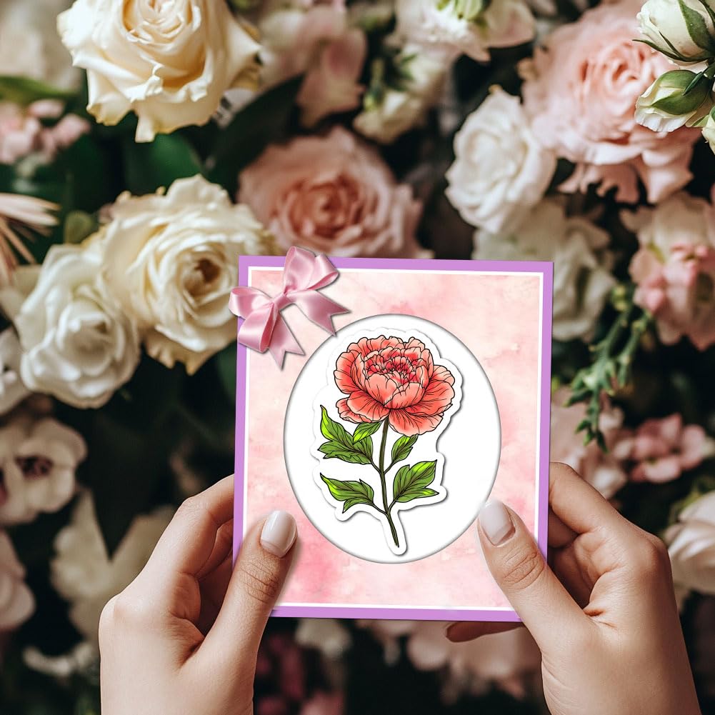 GLOBLELAND Peony Bouquet Cling Rubber Stamp 8.7"x7" Peony Flower EVA Stamps Embossing Stamp Seal Rubber Stamps for DIY Scrapbooking and Card Making Paper Craft Decor - Image 4