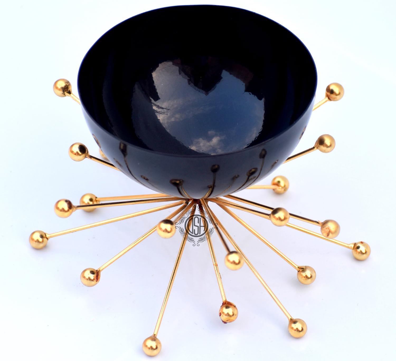 DSH Metal Modern Multiutility Snacks Decorative Bowl Table Designer Corporate Decorative Serving Bowls Set for Home Kitchen (7 x 7 x 4 Inches, Black & Gold) 1