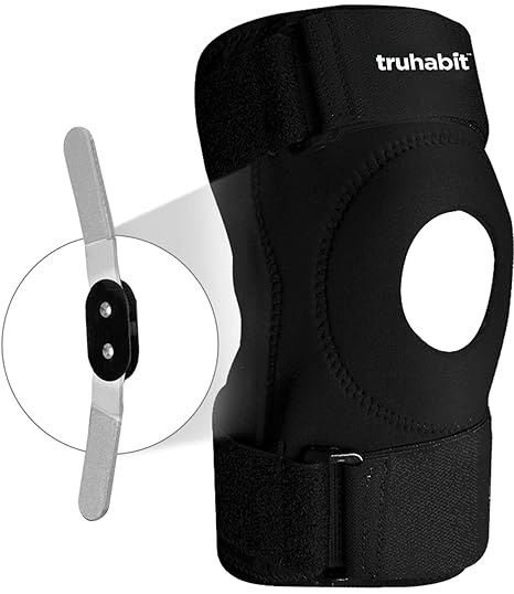 TruHabit Hinged Knee Brace for Knee Pain - Open Patella Knee Support for Men & Women, Free Size Hinged Knee Brace for Ligament Tear, Hinged Knee Support with Triple Band Strapping (1 Unit)