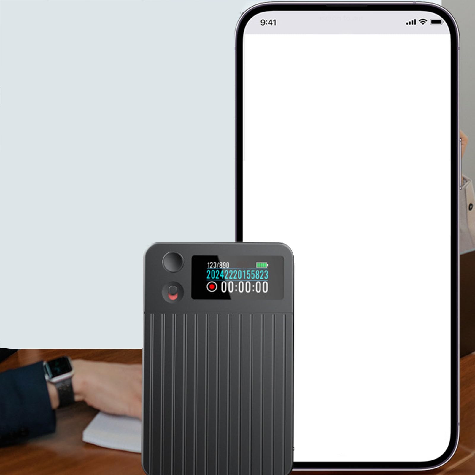 Luocute Registratore Vocale AI, Registratore Audio di Controllo App con Supporto ChatGPT 4 e DeepSeek, Trascrizione, Riepilogo di 256 Lingue, Redazione Vocale in Tempo Reale, per (16GB)