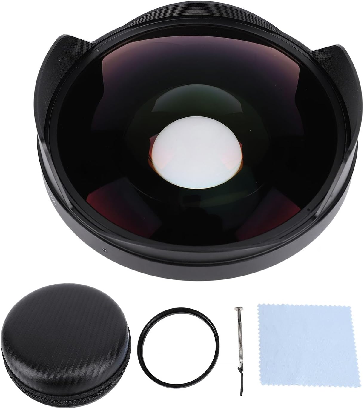 0.3X Fisheye Lens 72mm Thread Mount Professional High Definition Wide Angle Fisheye Lens for Camcorder Video Camera Aluminum Alloy Optical Glass
