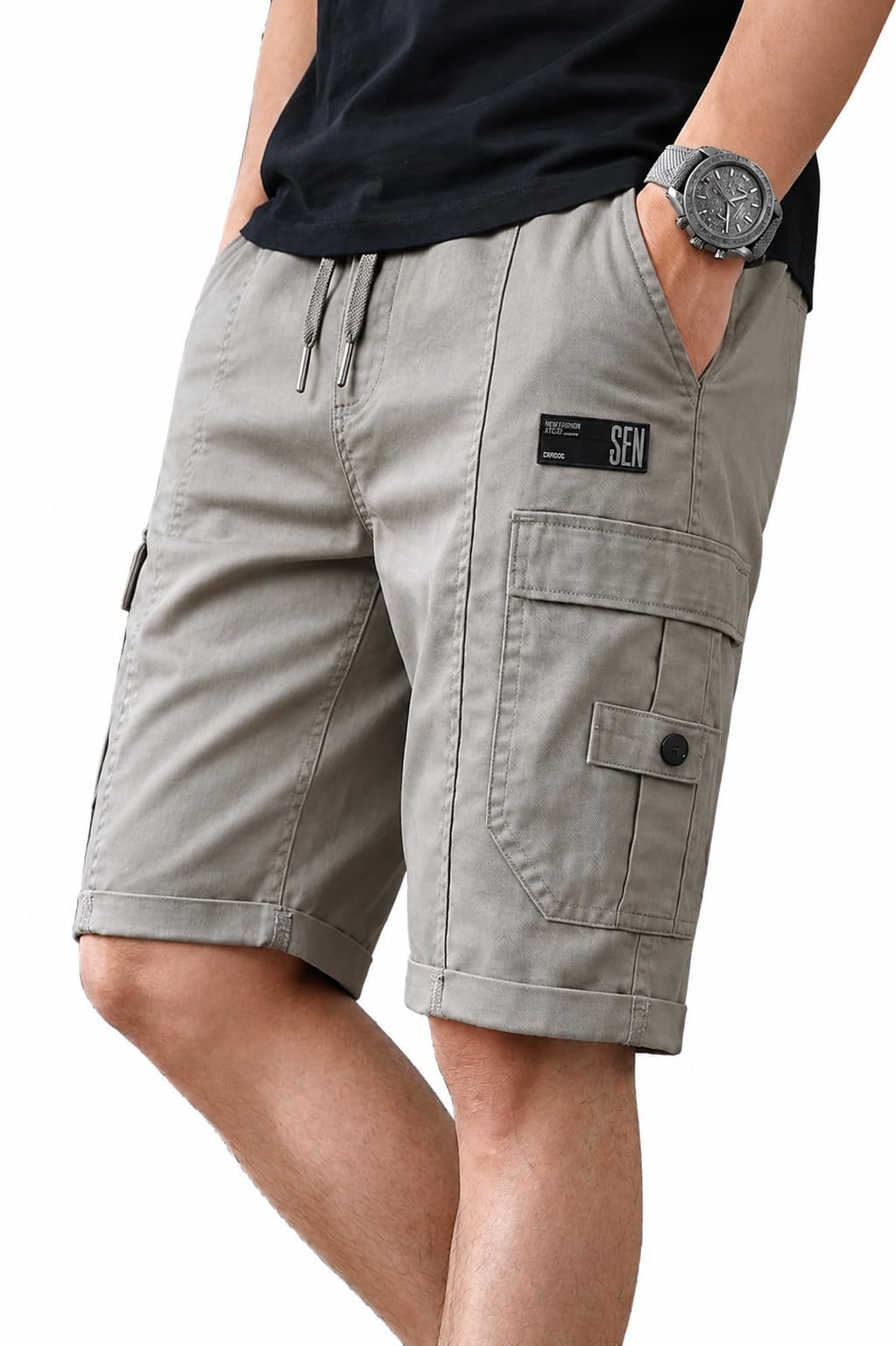 Men Cotton Cargo Shorts | Summer Casual Shorts for Men | 5 Pocket Utility Shorts | Regular Fit-picture-45