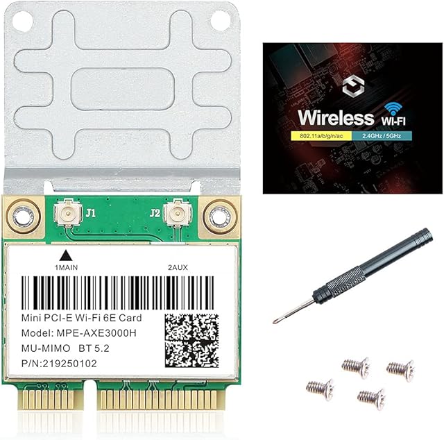 Placa de rede Wi-Fi 6E Mini PCI-E WiFi MPE-AXE3000H 2,4GHz 5GHz 6GHz 5400Mbps Cartão sem fio BT5.2 802.11AX AC MU-MIMO metade mini PCIe Wi-Fi 6E adaptador OFDMA vPro para computadores portáteis Windows 10