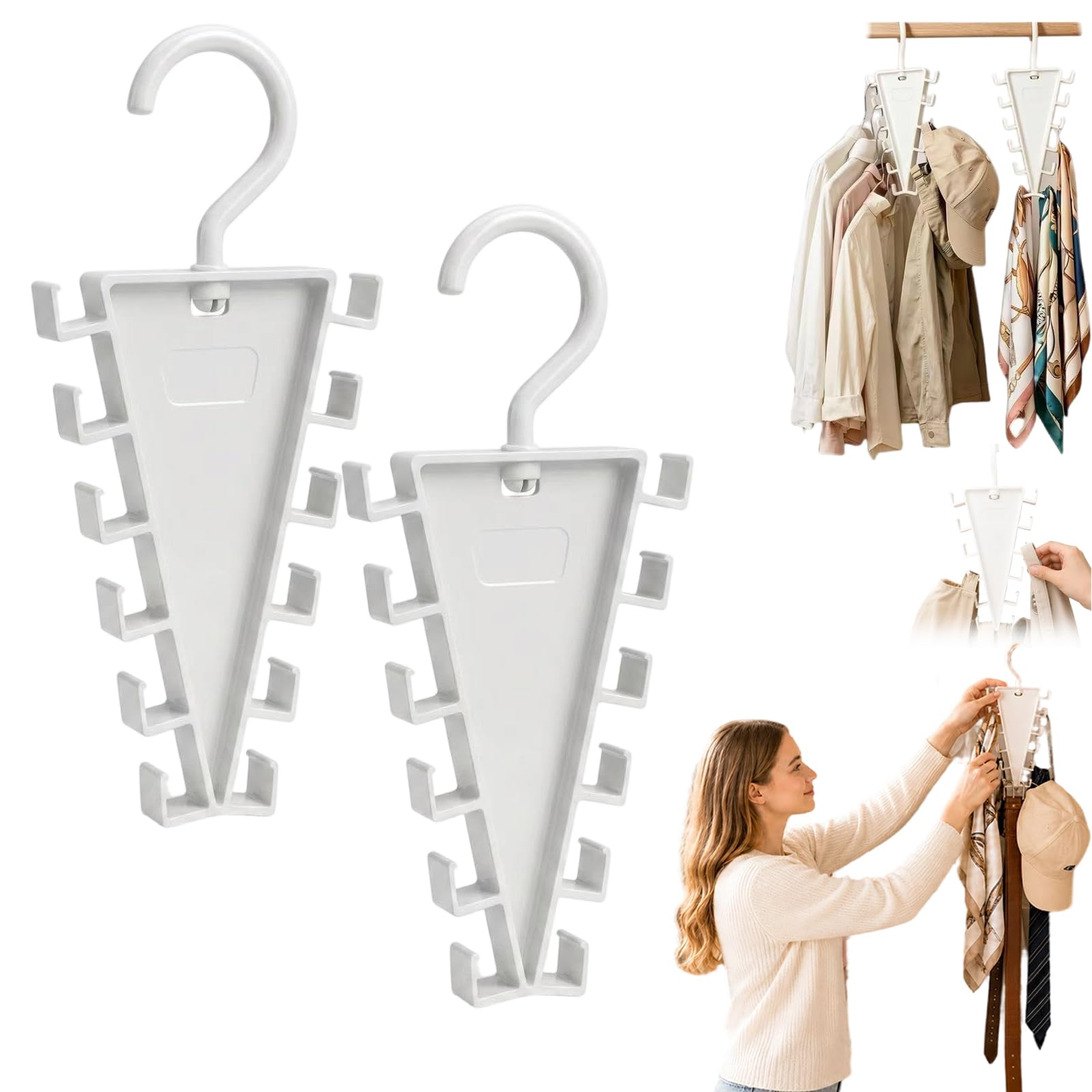 12-Hook V Shaped Hanger, V-Shaped Double-Sided Closet Organizer Hanger，2
