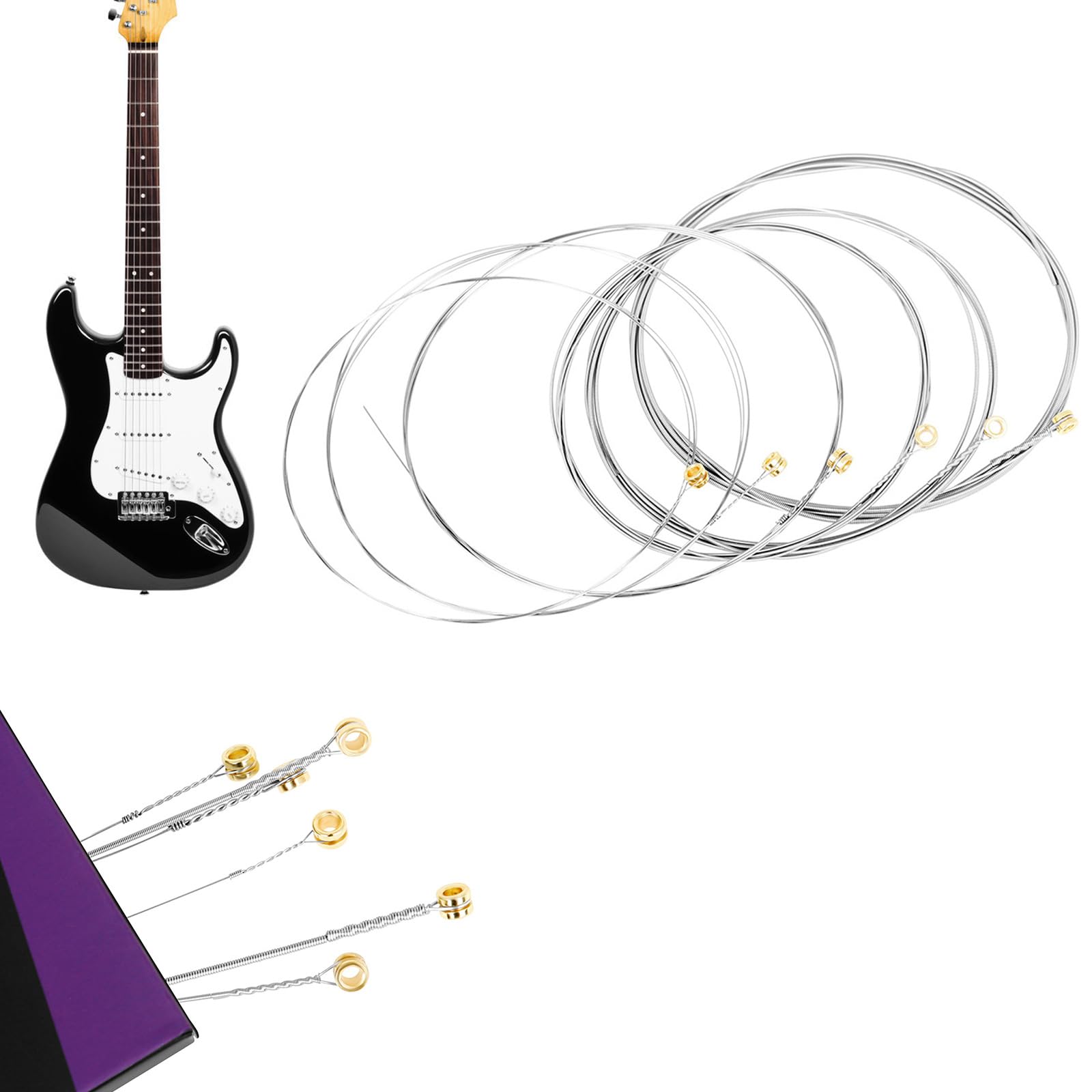 6Pcs Electric Guitar Strings .009-.042 Highly Carbon Steel Strings 6-String Guitar Strings Intonation