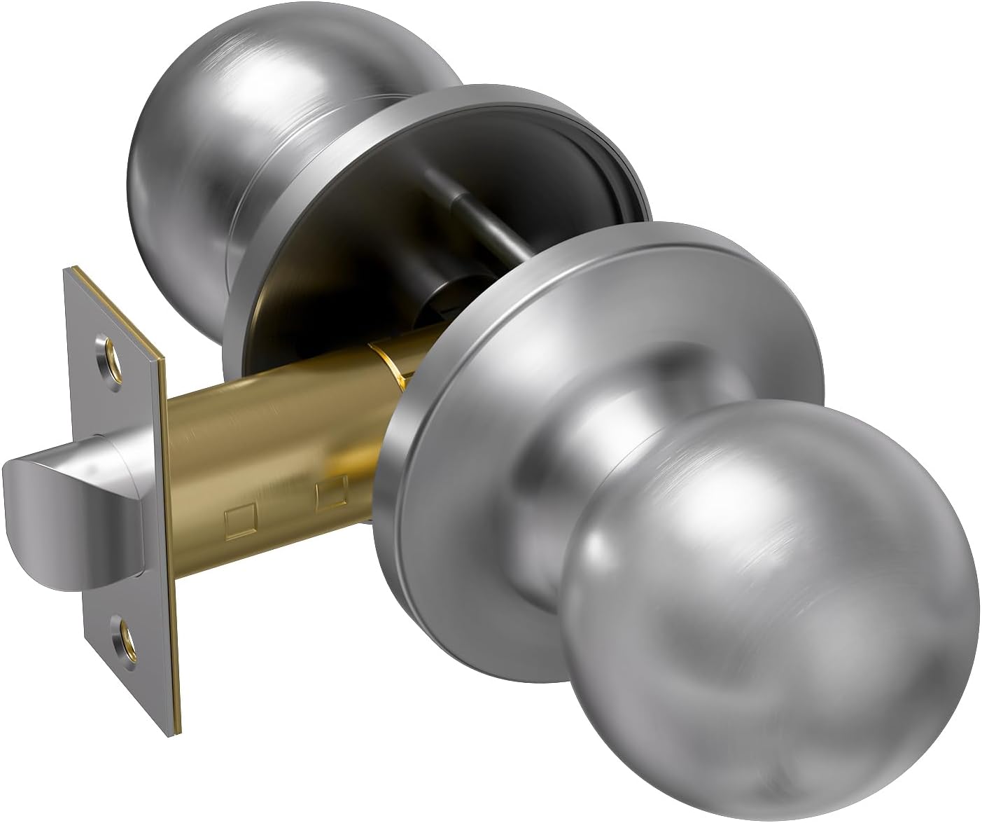 Entry Door Knob - Non Lock Door Knobs - Interior Door Knob for Bedroom or Bathroom, Interior Door Lock - Easy to Install Black, Left and Right Doors Compatible, Stainless Steel(No Keys)