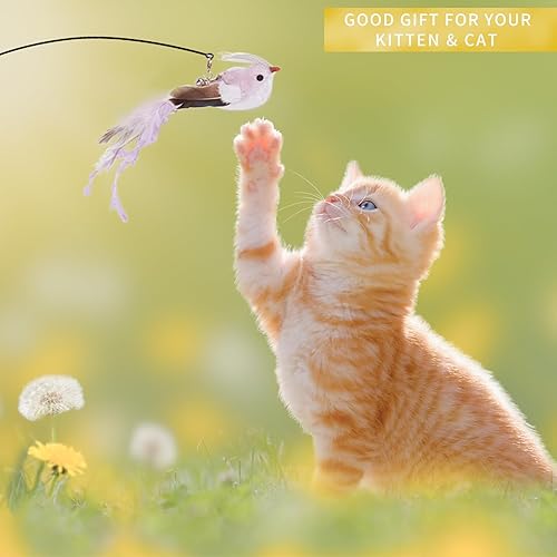 Miniatura 3 de YANXIXUE Juguete interactivo de simulación de pájaro para gatos de interior, pájaros, plumas, juguetes interactivos para gatos, ventosa, manos