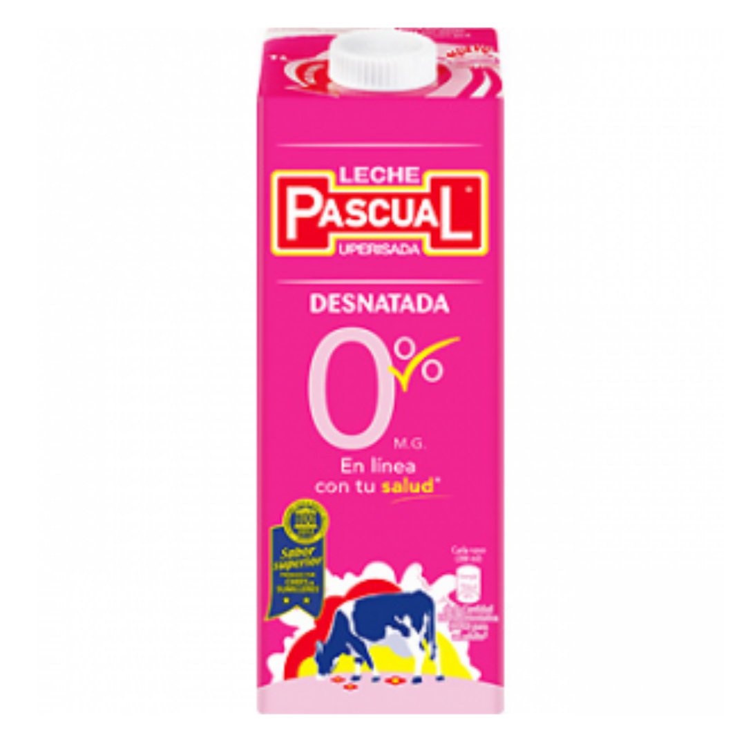 Leche Desnatada Pascual PACK DE 30 BRICKS en formato 1L - Total 30L de leche - Incluyendo envio express 24/48s