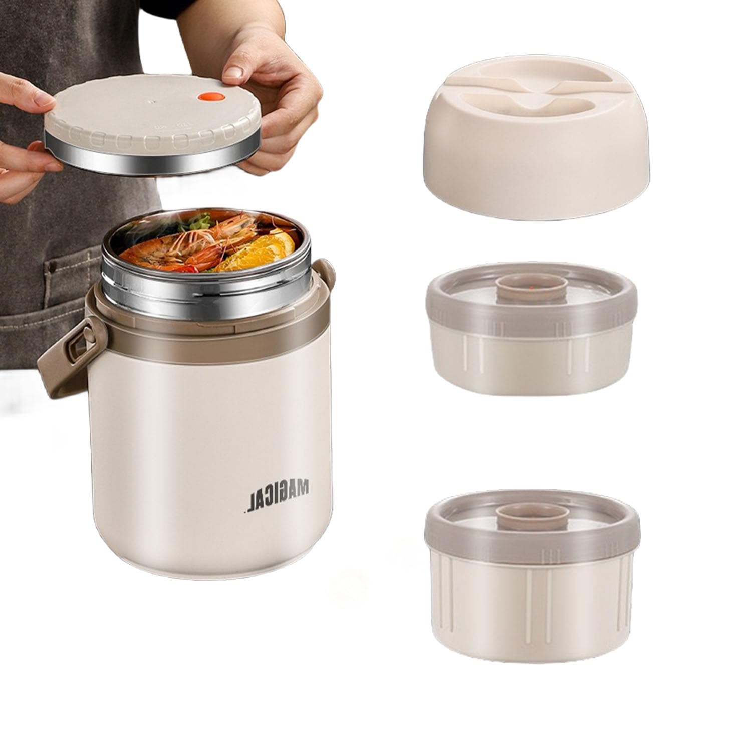 Termo Para Comida Caliente,1.4L Aislamiento Al Vacío Tarro De Comida Con Bolsa Aislante Fiambreras De Acero Inoxidable Para El Trabajo Viajes Senderismo,1.9L,B