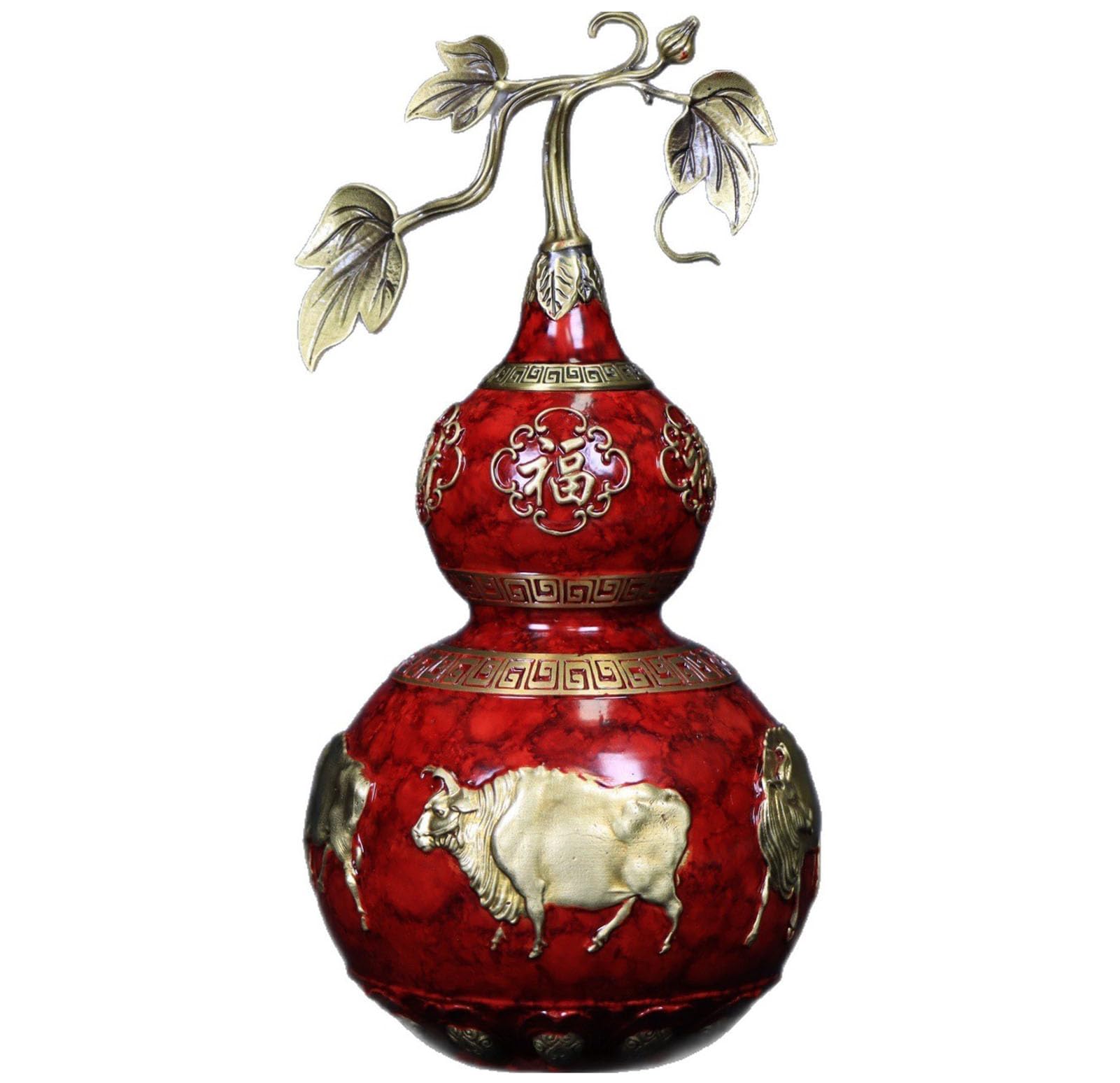 Feng Shui Gourd Brass Ornament for Home Car Office Desktop Decor Gift
