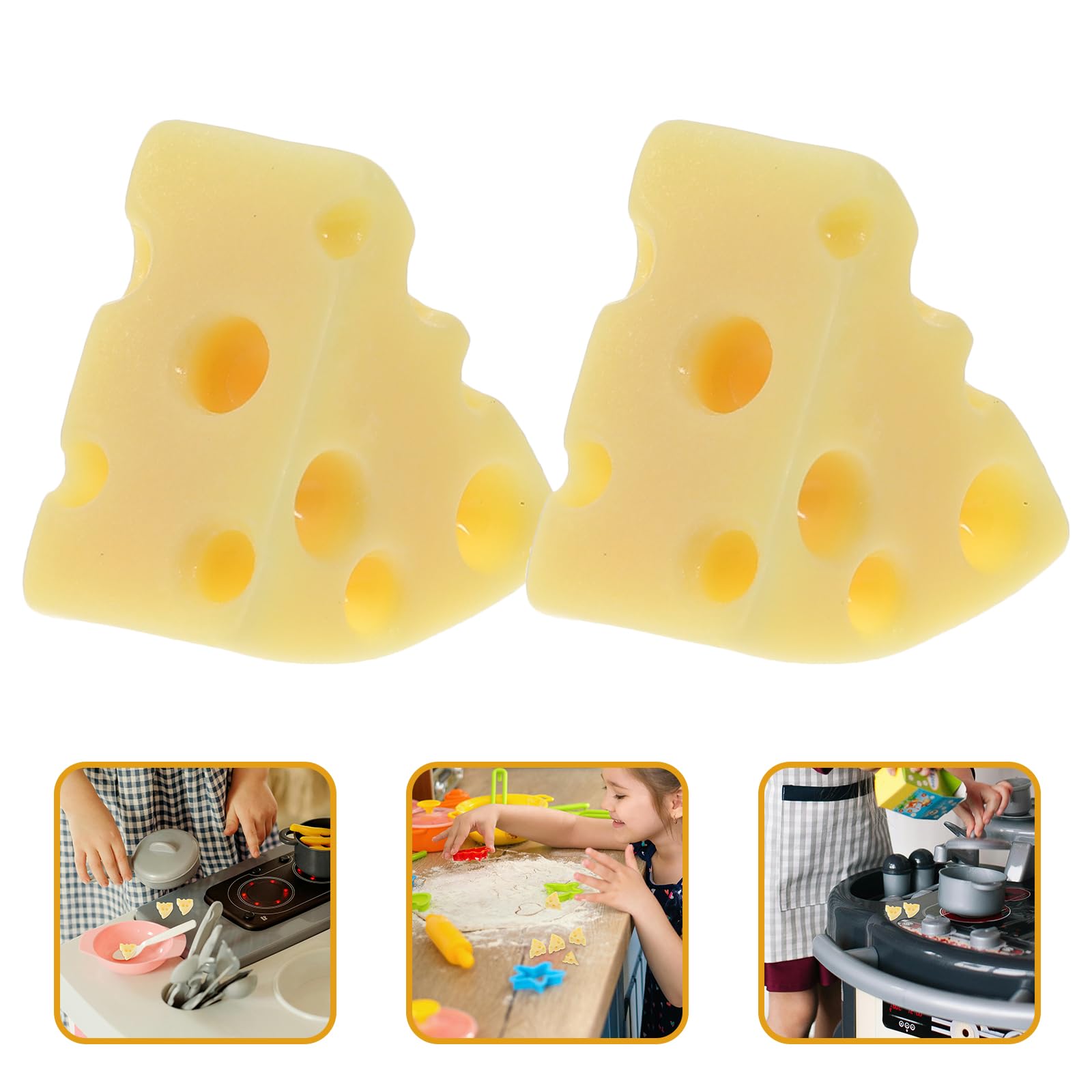 HEMOTON Simulated Cheese Model Miniature Resin Cheese Blocks for Photography Props Pretend Play Kitchen Toys and Home Decoration - Image 4