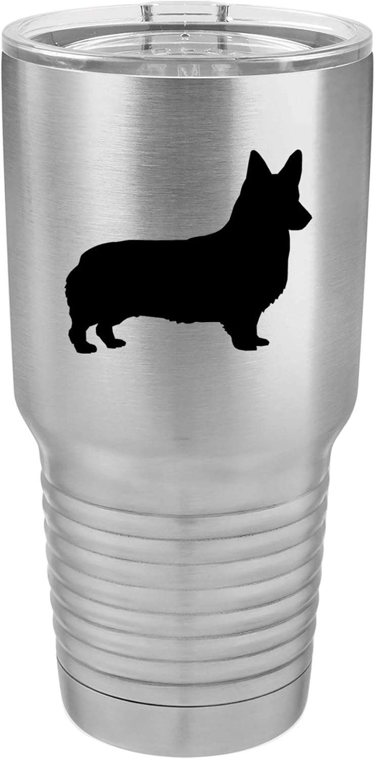 Tumbler Stainless Steel Vacuum Insulated Travel Mug Corgi (Green, 30 oz)