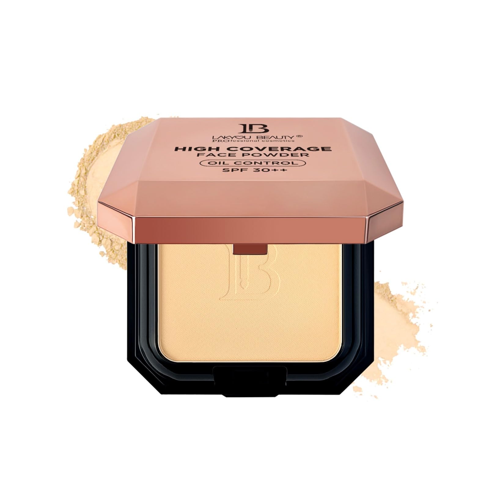 Lakyou Beauty 2in1 High Coverage Compact Powder | Oil Control | SPF-30++ | Waterproof | Matte And Shimmer Shade | Long Lasting | 30g (02(Soft Ivory))