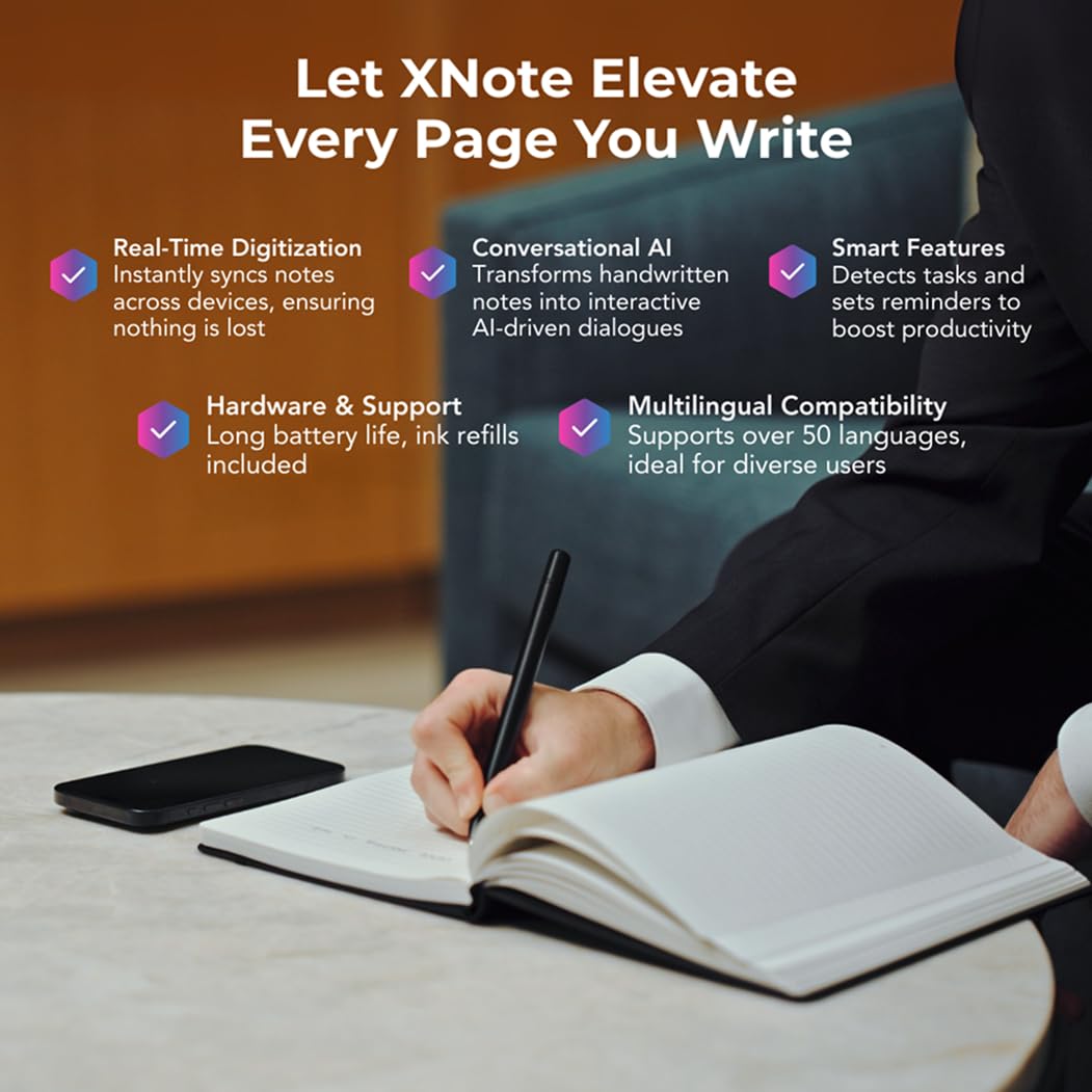 XNote Smart Pen & Notizbuch Starter-Set – KI-gestützte Digitale Notizen, Schreiben auf echtem Papier mit App-Synchronisation, Notizbuch, 17 Std. Akkulaufzeit, Offizielles Bundle inkl. 5 Tintenminen