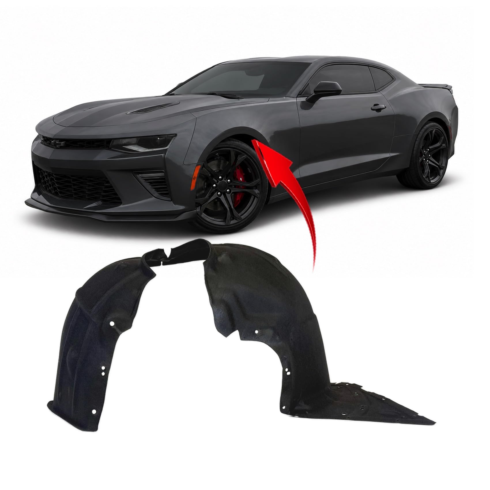 FitParts Compatible with Chevrolet Camaro 2016–2022 Front Left Fender Liner