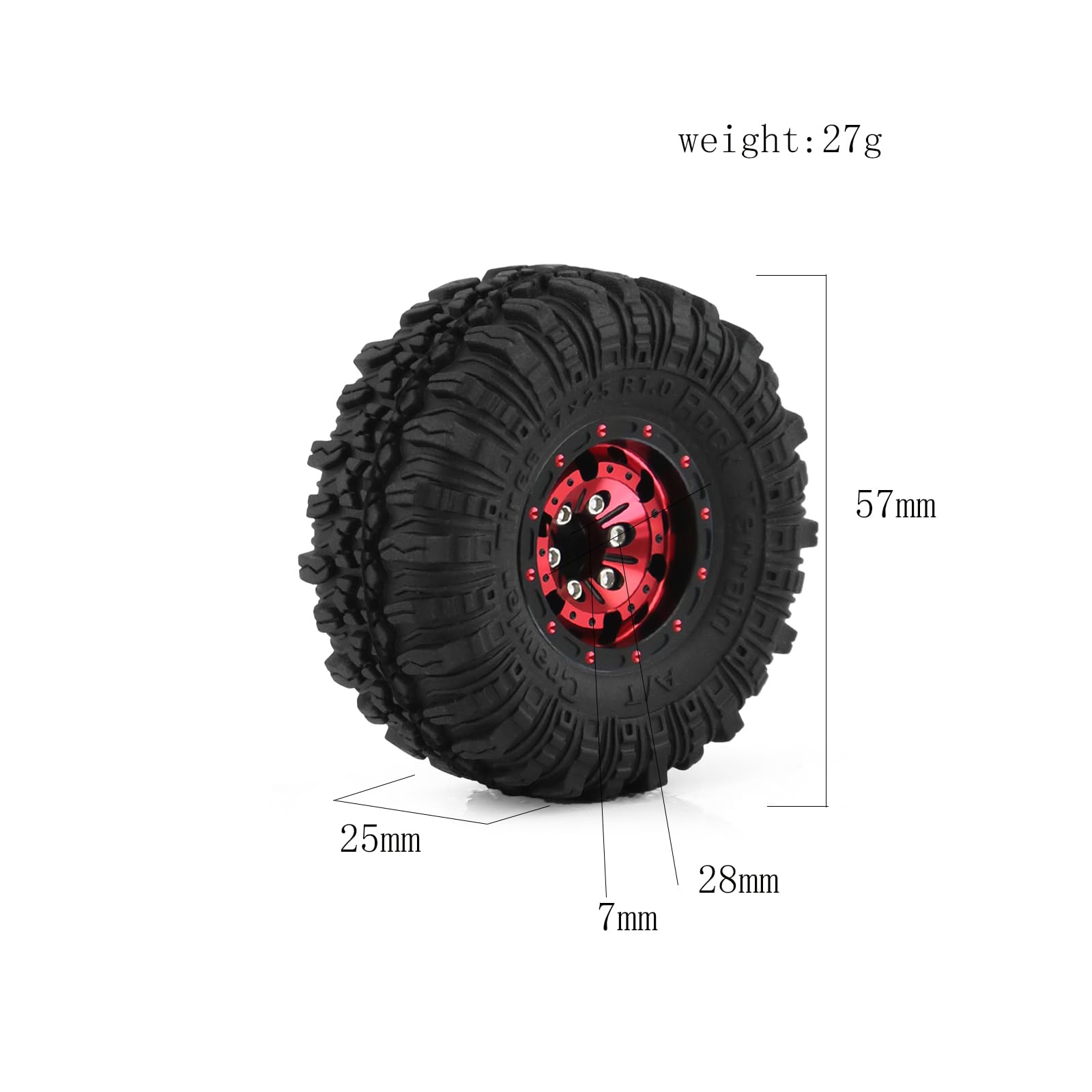 REDSPIDER 2.2 Beadlock Wheels And Tires Set(4Pcs),Plastic...