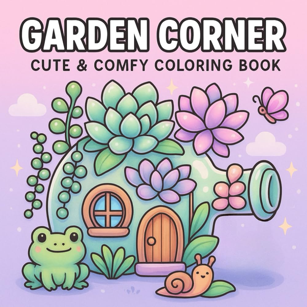 Garden Corner: Cute & Comfy Coloring Book (Cozy Garden Series)