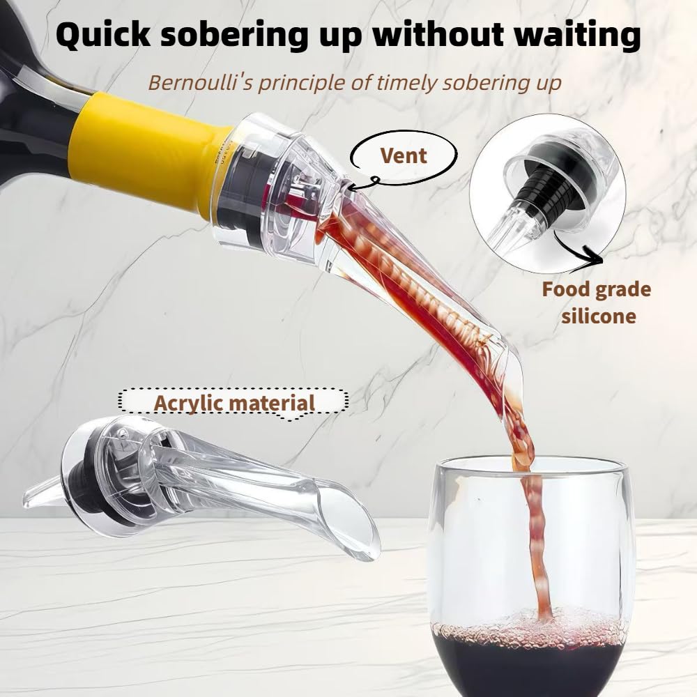 GMUUUUUU Wine Decanter and Pourer - 2-in-1 Rapid Aerator with No-Drip Design Enhances Wine Flavor for Home Kitchen Bar Use Universal Fit for All Wine Bottles (1 Piece)