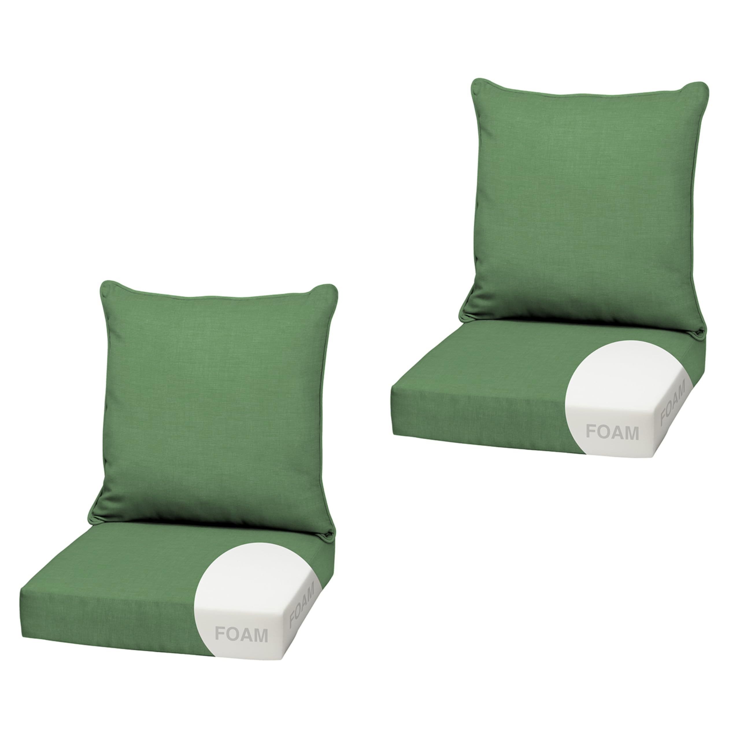 Arden Outdoor Deep Seat Cushion Set, Foam, 2-Pack, 22x24, Moss Green