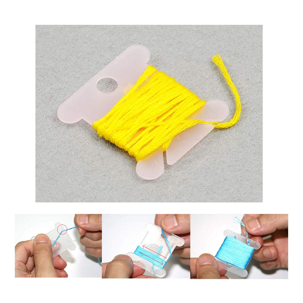 YIAGUN 200 Stuks Plastic Floss Klossen Borduurgaren Kaarten Kruissteek Bobbin Craft DIY Naaien Opslag, 5 Kleuren