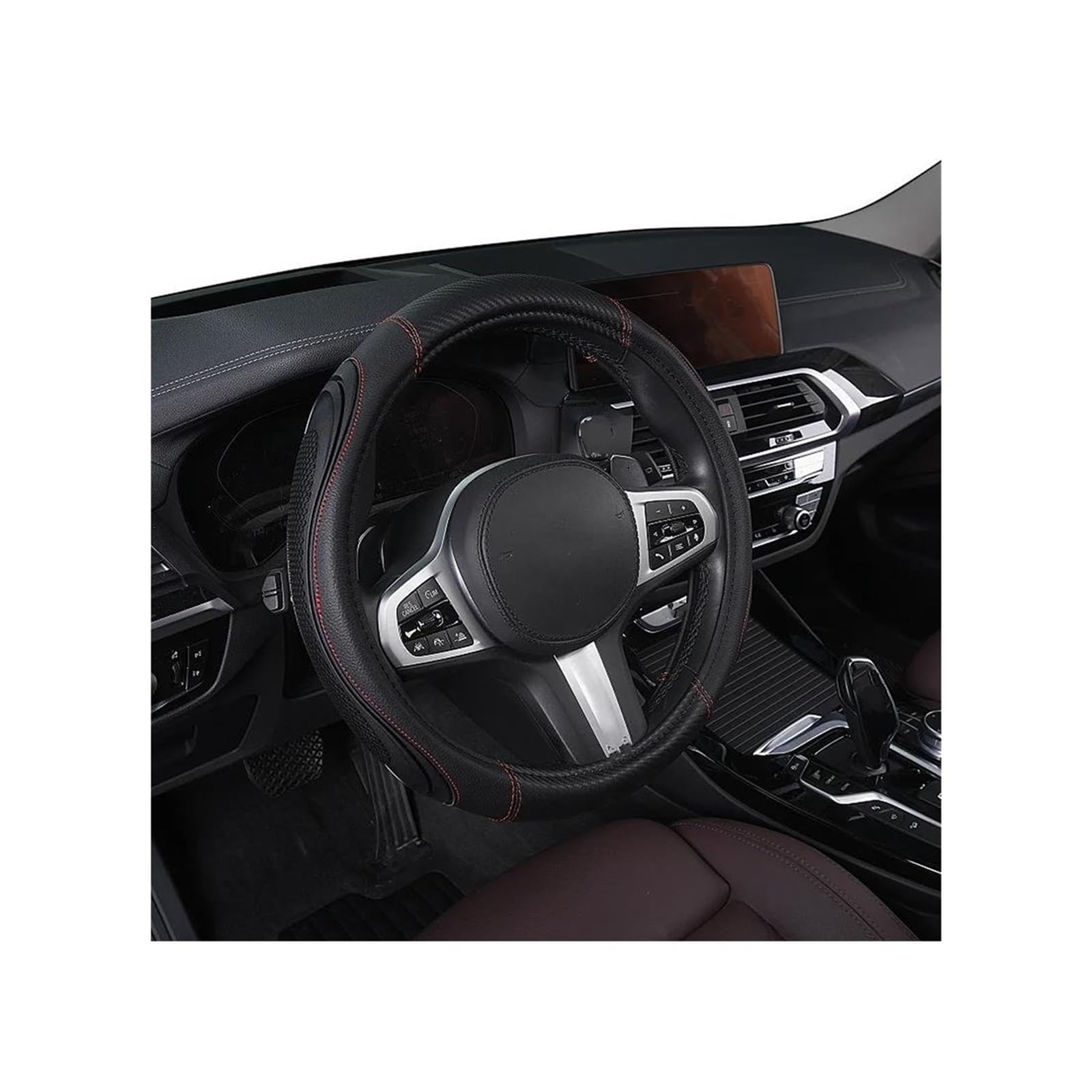 Pegatina Fundas para Volante Fundas Universales Antideslizantes para Volante De Coche De Cuero De Microfibra, Ajuste Universal, Tamaño M 37-38cm/14,5-15 Pulgadas