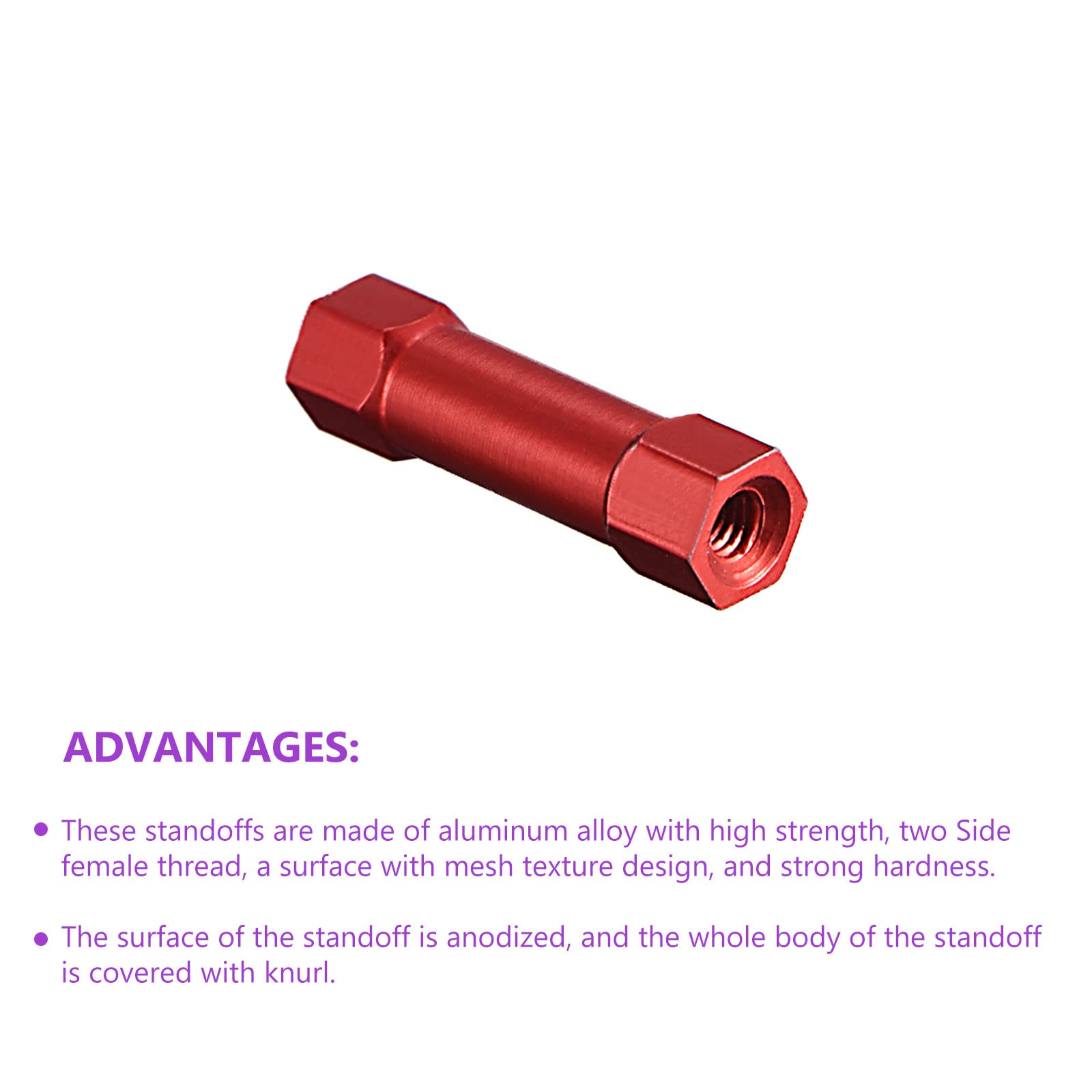 DMiotech 10 Pack M3x20mm Hex Standoff Hexagon Studs Aluminum Alloy for FPV/RC/PCB, Red - Image 4