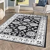 JONATHAN Y MDP505D-8 Cherie French Cottage Floral Area Rug for Bedroom Kitchen Living Room Indoor Decor, 8 X 10, Black/Cream