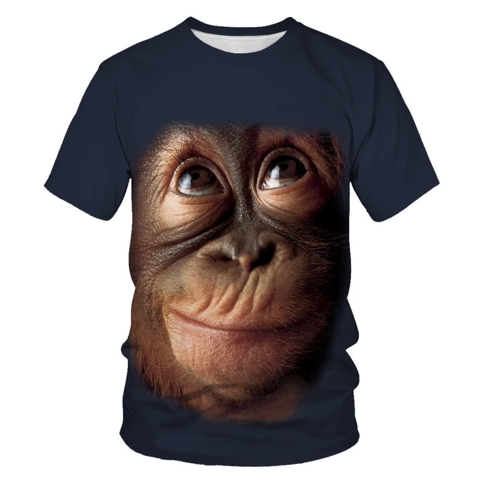 BdwtsvoksrkT Shirts For Men Adult 3D Print Summer Short Sleeve Tshirts Casual Tops Tees,Animal Monkey Orangutan