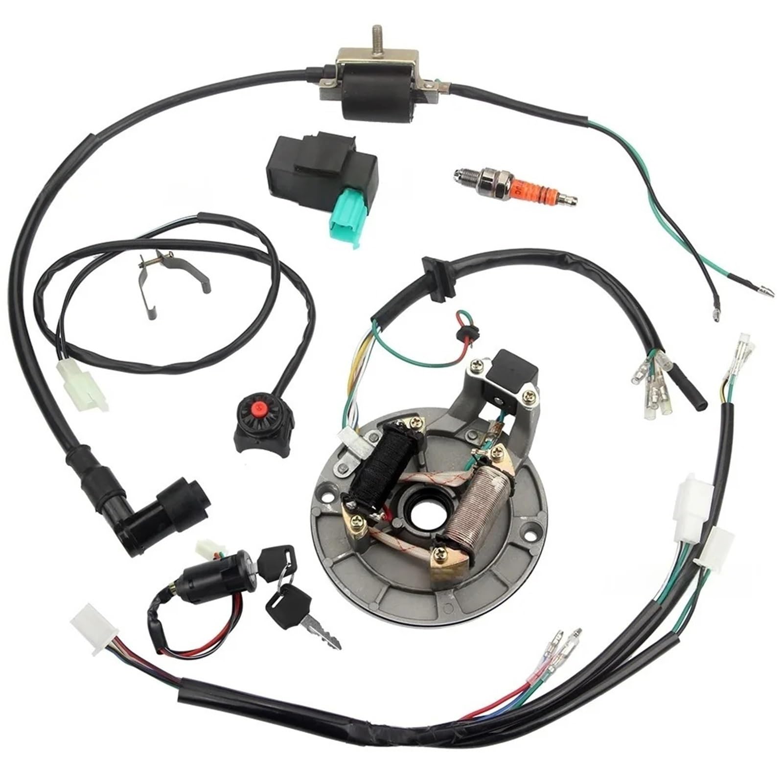 para Motos De Cross 50 70 110 125 Y 140 CC con Motor 4 Tiempos Bobina Encendido CDI A7TC Bujía Interruptor Apagado Arnés Cables Kit Magneto Bobina para Motores