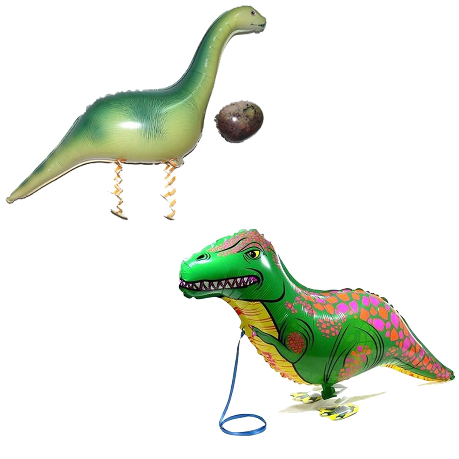 RasuDecor 2Pcs (38.5”+36.5”) Walking Dinosaur Giant Animals Forest Jungle Safari Zoo Theme Mylar Foil Balloons Penguin Giraffe Panda Zebra Elephant Horse Rabbit Birthday BBQ Party Decor #RasuImpex (2Pcs-DinosaurSet)