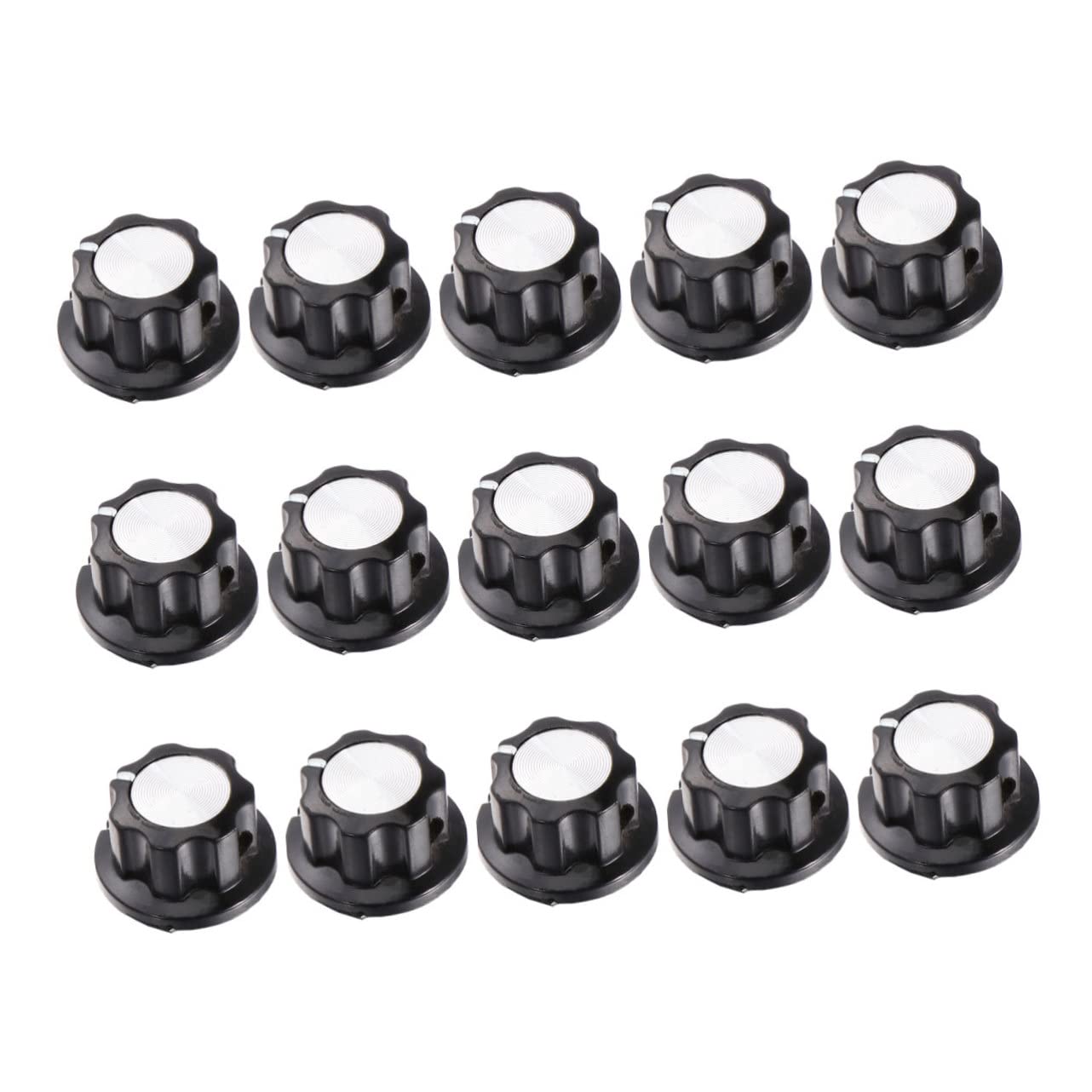 OFFSCH Potentiometer Knob 360 Degree Rotation Black Knurled Knobs 6mm Round Shaft Volume Control Bass Knob Replacement Part