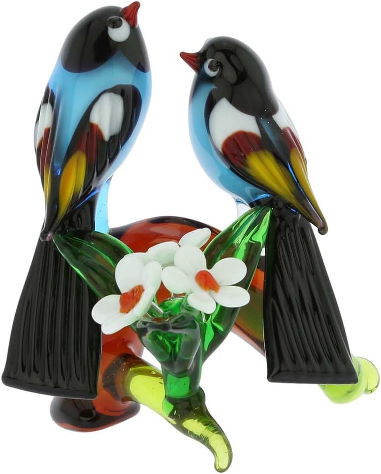Glass Of Venice Murano Glass Birds on a Low Branch - Blue
