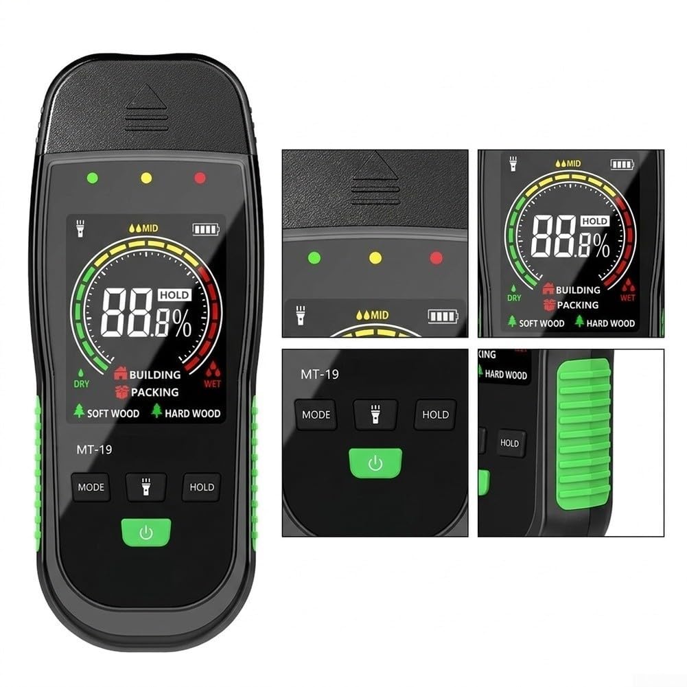 Holzfeuchtemessgerät 2-Pin LCD Display Daten-Hold