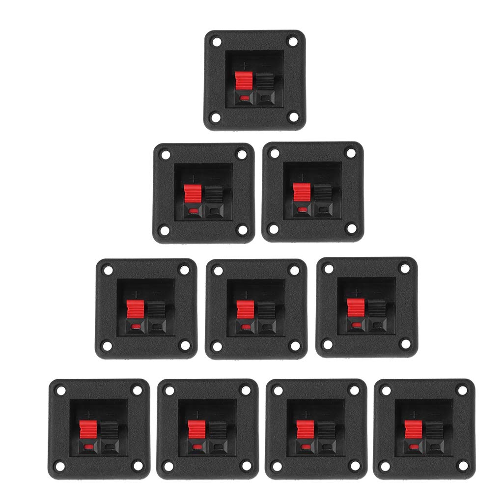 Black Red 2 Position 2 Terminals Spring Clip Square Speaker Board Metal + 43mm Board Length