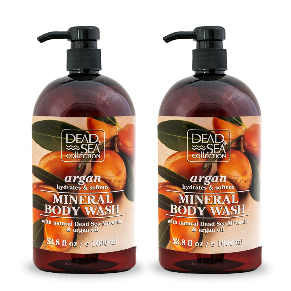 Dead Sea CollectionArgan Body Wash - with Natural Sea Minerals and Argan Oil - Cleanses and Moisturizes Skin - Pack of 2 (67.6 fl. oz)