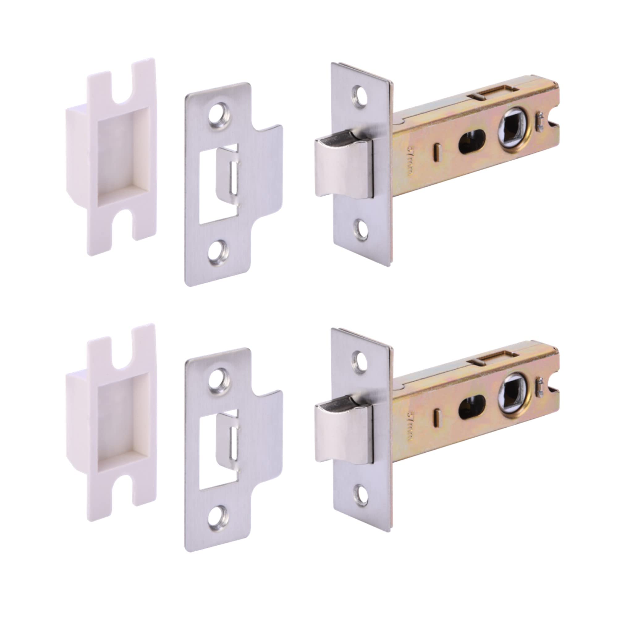 HANDLEZONE® 2 Pack 76mm / 3 inch Satin Stainless Steel Premium Tubular Mortice Latch, Catch for Internal Timber Doors - 57mm Backset