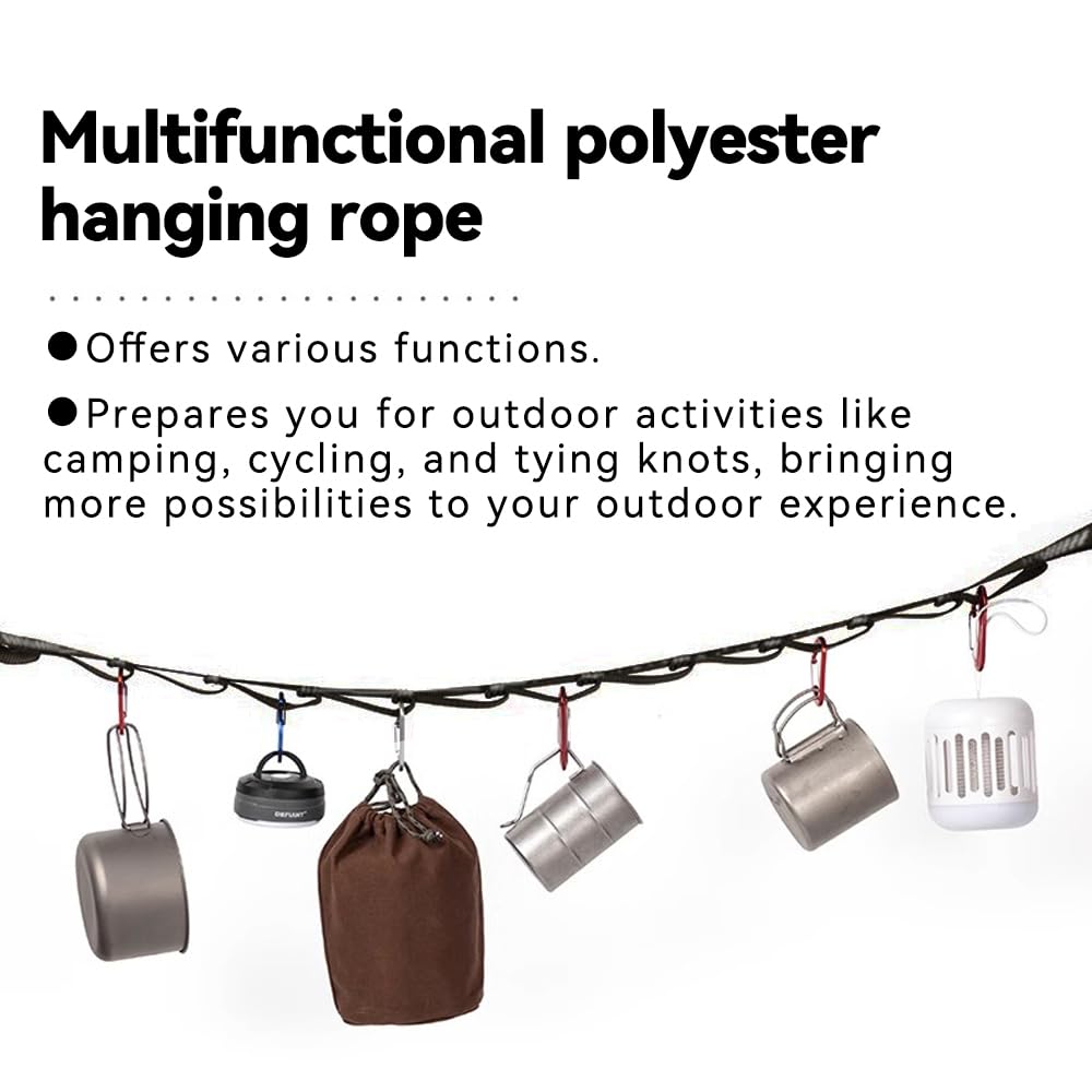Sangle de hamac en polyester 1000D avec 21 points de suspension réglables, haute résistance à l'abrasion, compatible avec les moustiquaires, bâches et cocons. Comprend 2 mousquetons en