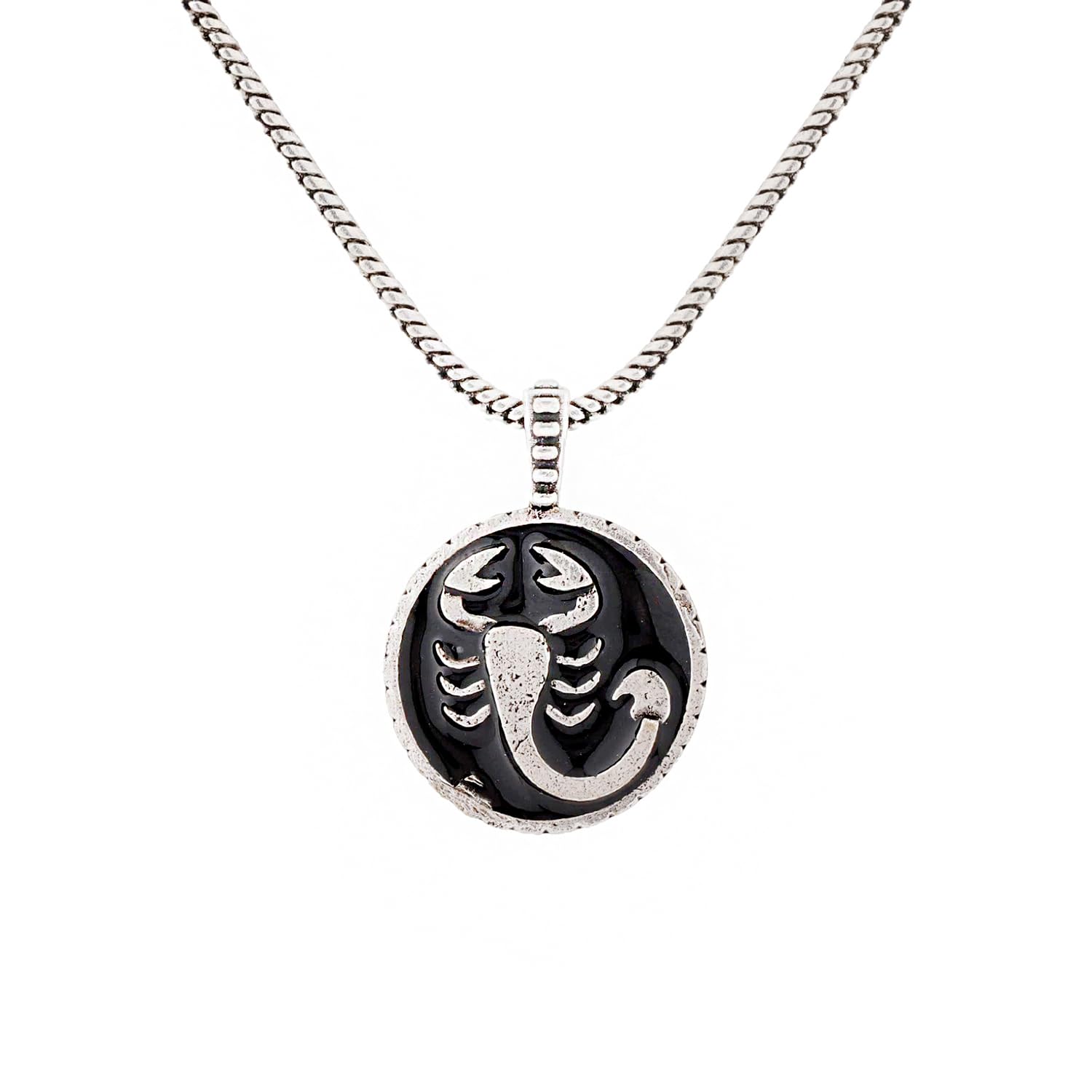 Evil Eye Scorpio Zodiac Black Oxidised Anti Tarnish Pendant for Men Brass Silver Plated Mens Pendant Zodiac Jewellery Mens Chain Accessory Valentine Gift for Him