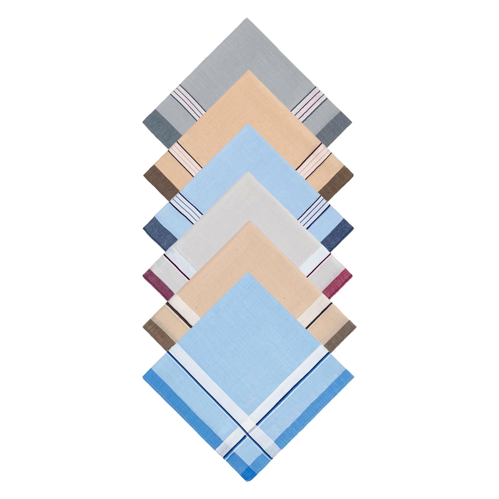 ZGZUN 6 Pack Men's Handkerchiefs Soft Cotton Handkerchiefs for Men Premium Assorted Men Hankies (A)