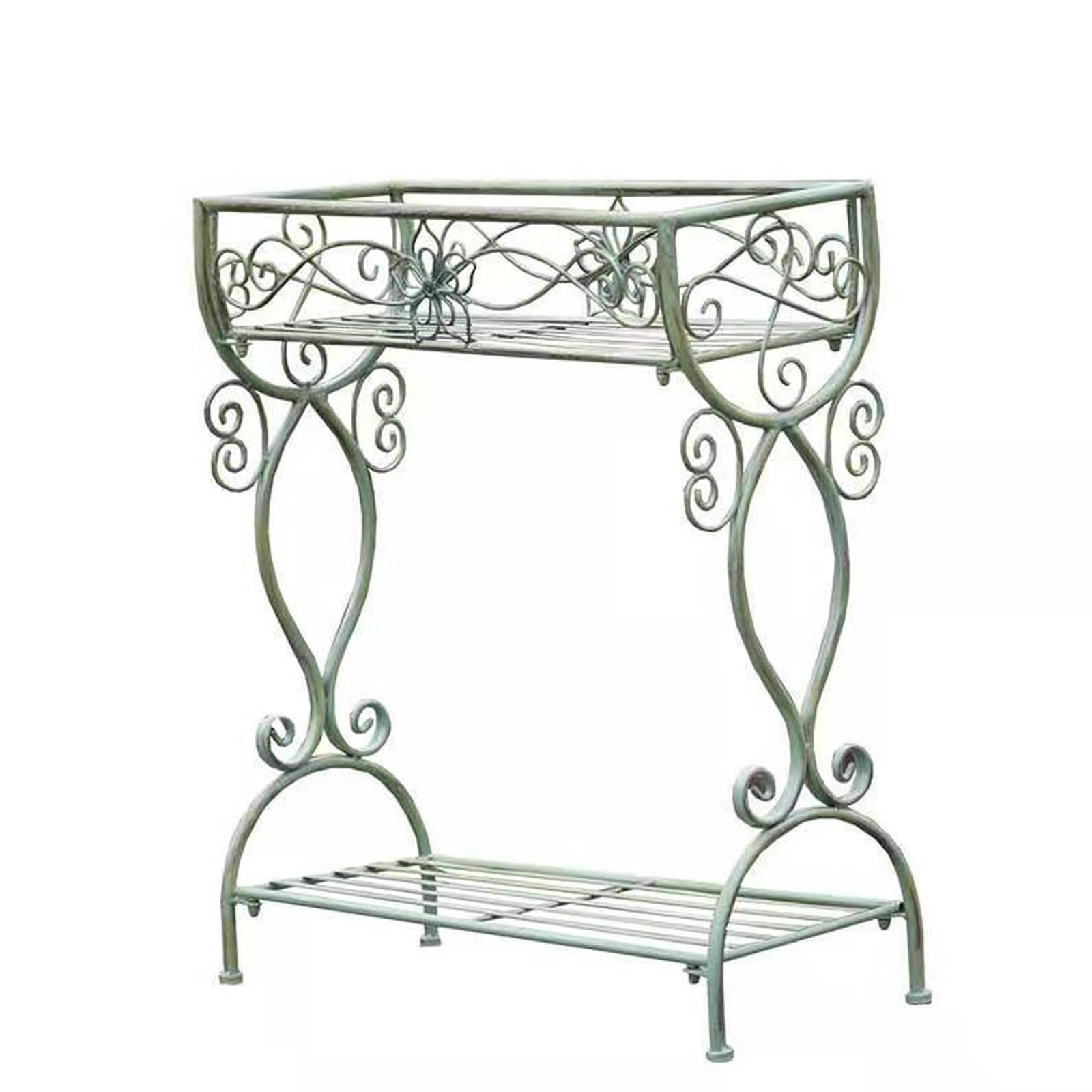 Table de jardin en fonte 28" avec supports à 2 niveaux style vintage extérieur