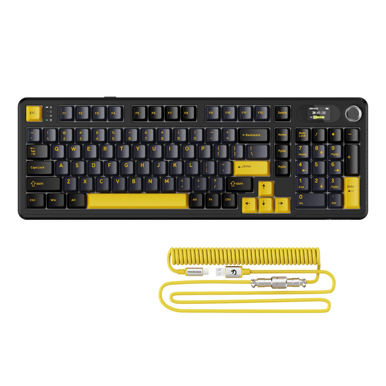 ATTACK SHARK X98PRO Gasket Tastiera da gioco meccanica, BT/2.4G Wireless/USB-C, schermo LED e manopola CNC, RGB Backlit, interruttore lineare hot-swap a 98 tasti, 4000mAh, per PC, MAC-Nero