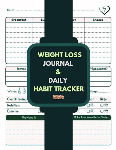 Weight Loss Journal &amp; Daily Habit Tracker 2024: Records 90 Days, Funny Motivational And Exercise Planner