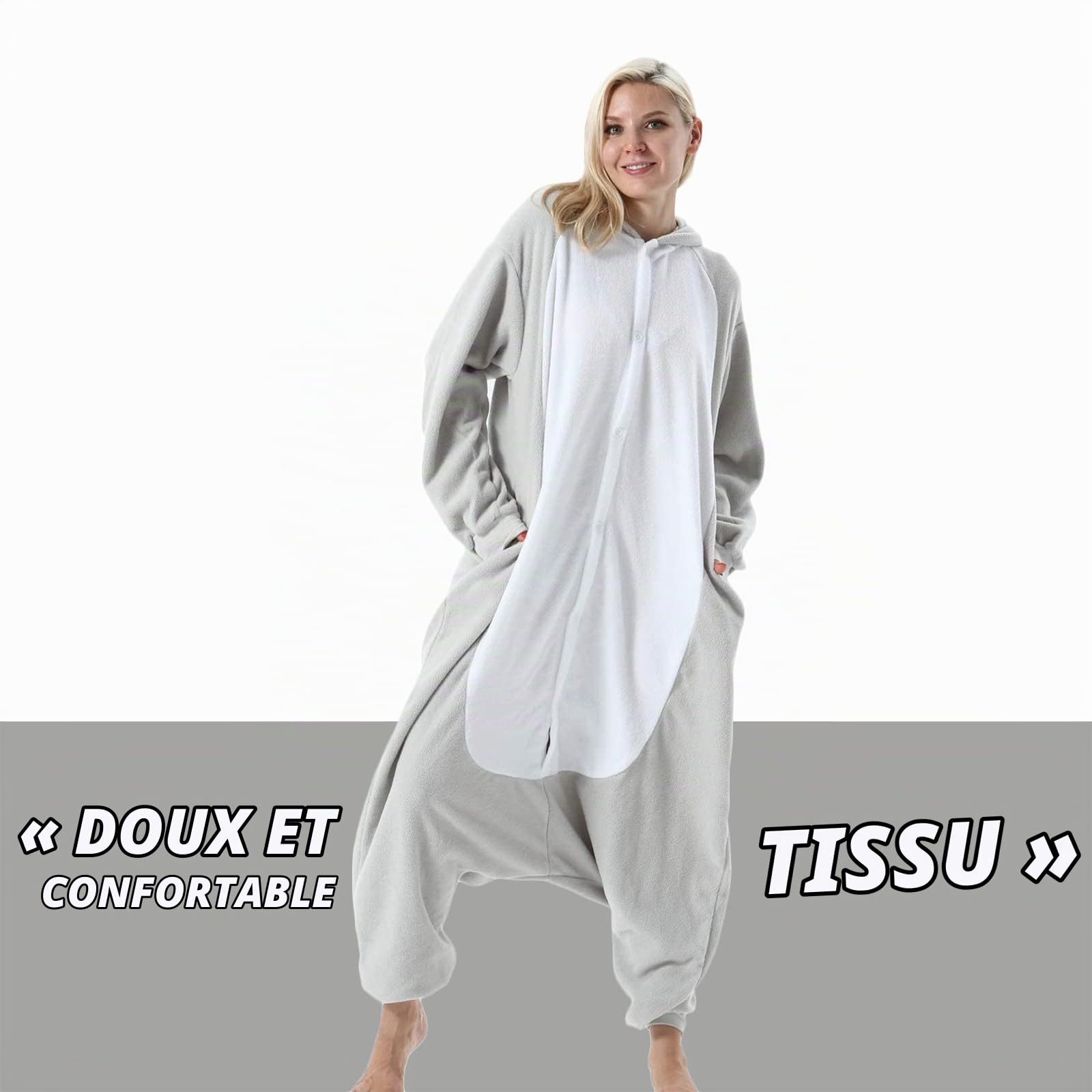 Hstyle Unisexe Adulte Onesie Anime Kigurumi Costume Cosplay Animaux Pyjama À Capuche Vêtements De Nuit