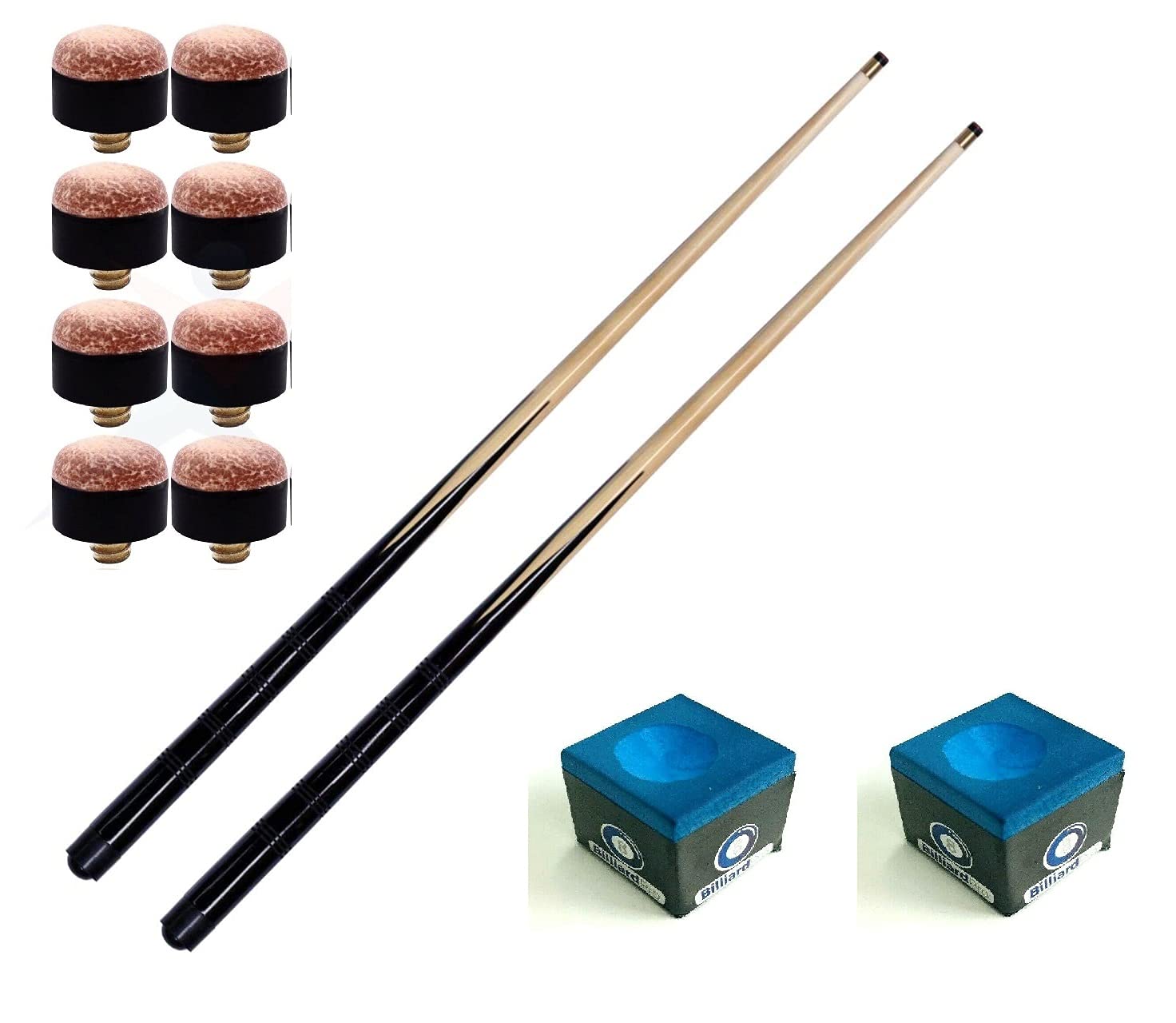 2 x 42" (3.5ft) MEDIUM POOL TABLE, TIGHT SHOT CUES & 8 x TIPS & 2 BLUE CHALKS
